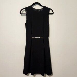 Zara Basic black dress size XS built in golden belt